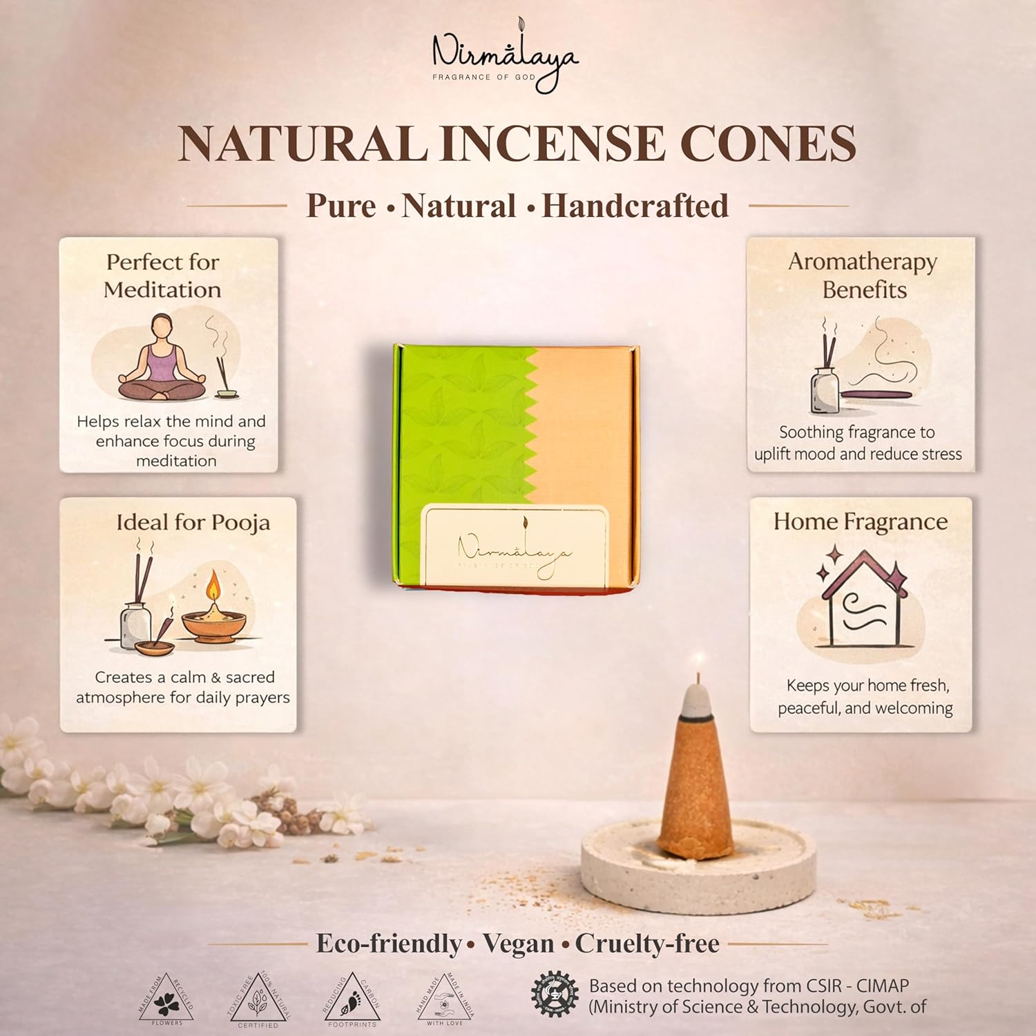 Tulsi Backflow Refill Pack Incense Cones