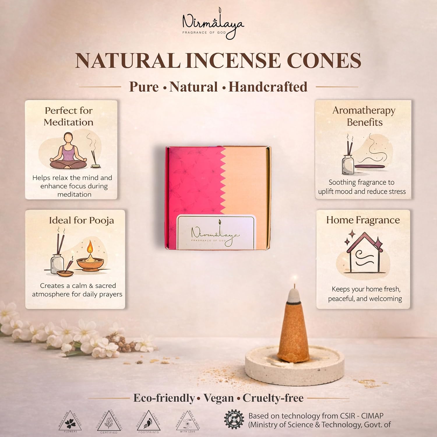 Rooh Rose Backflow Refill Pack Incense Cones