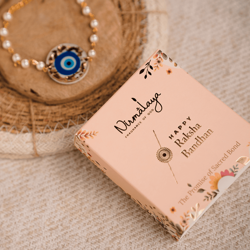 Handmade Evil Eye Bracelet Rakhi With Natural Rose Petals