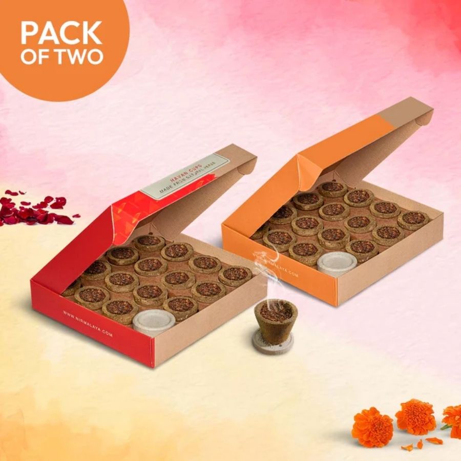 Nirmalaya Premium Best Selling Combo - Desi Cow Dung and Sambrani Havan Cups