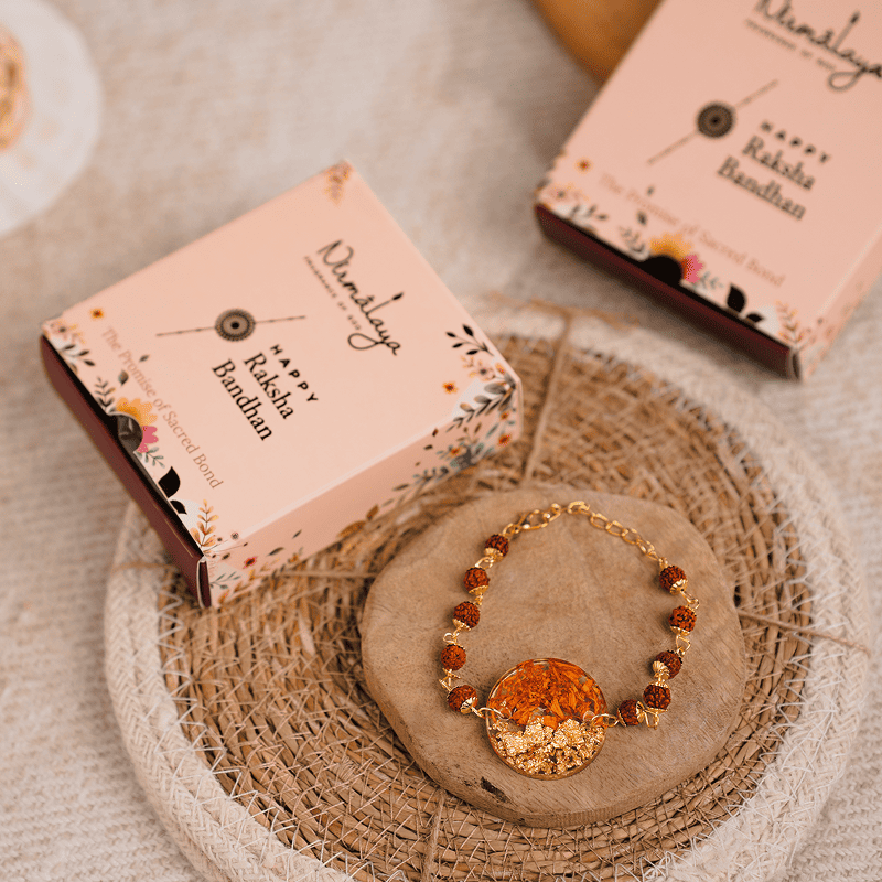 Handmade Bracelet Rakhi With Natural Marigold Flowers