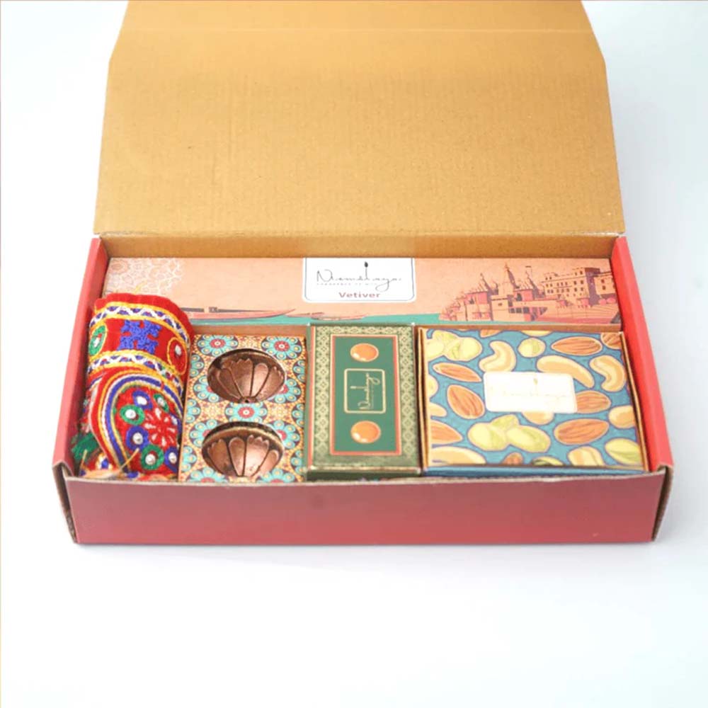 Airavat Gift Box With Festive Ladoo Candles