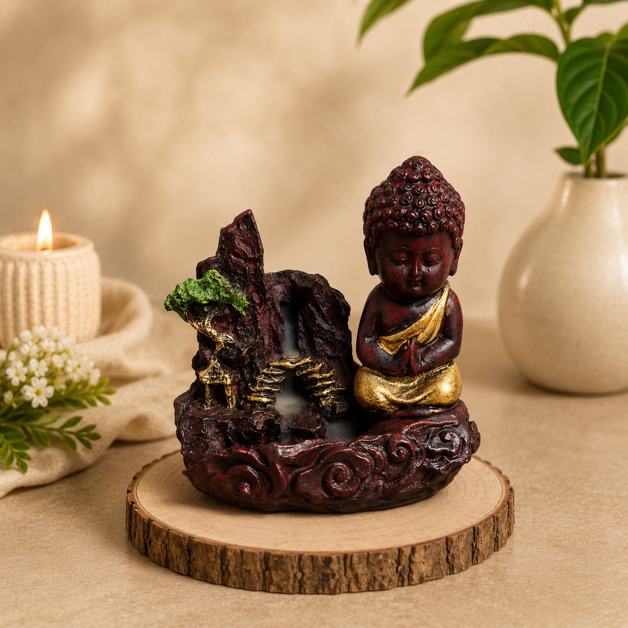 Lord Buddha Backflow Idol (Red)